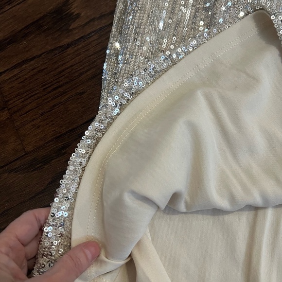 Champagne Sequin Off-Shoulder Dress by Venus - Picture 4 of 6